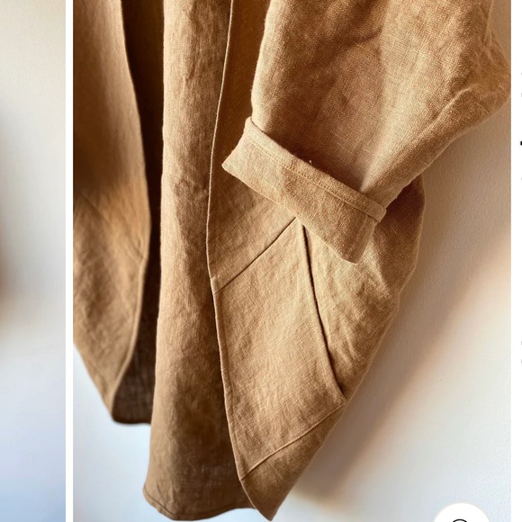The Heavy Linen Maybe Wrap Collection Lightweight Open Jacket In Ginger M/L - Picture 2 of 12